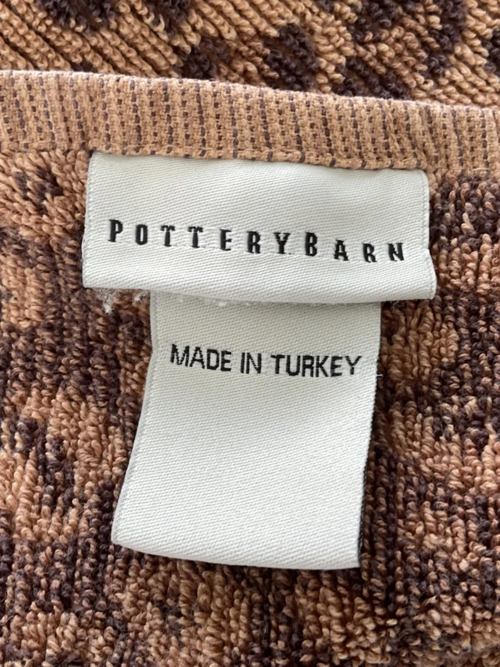 Pottery Barn Brown Leopard Cheetah Print Bath Towel 26” x 50“